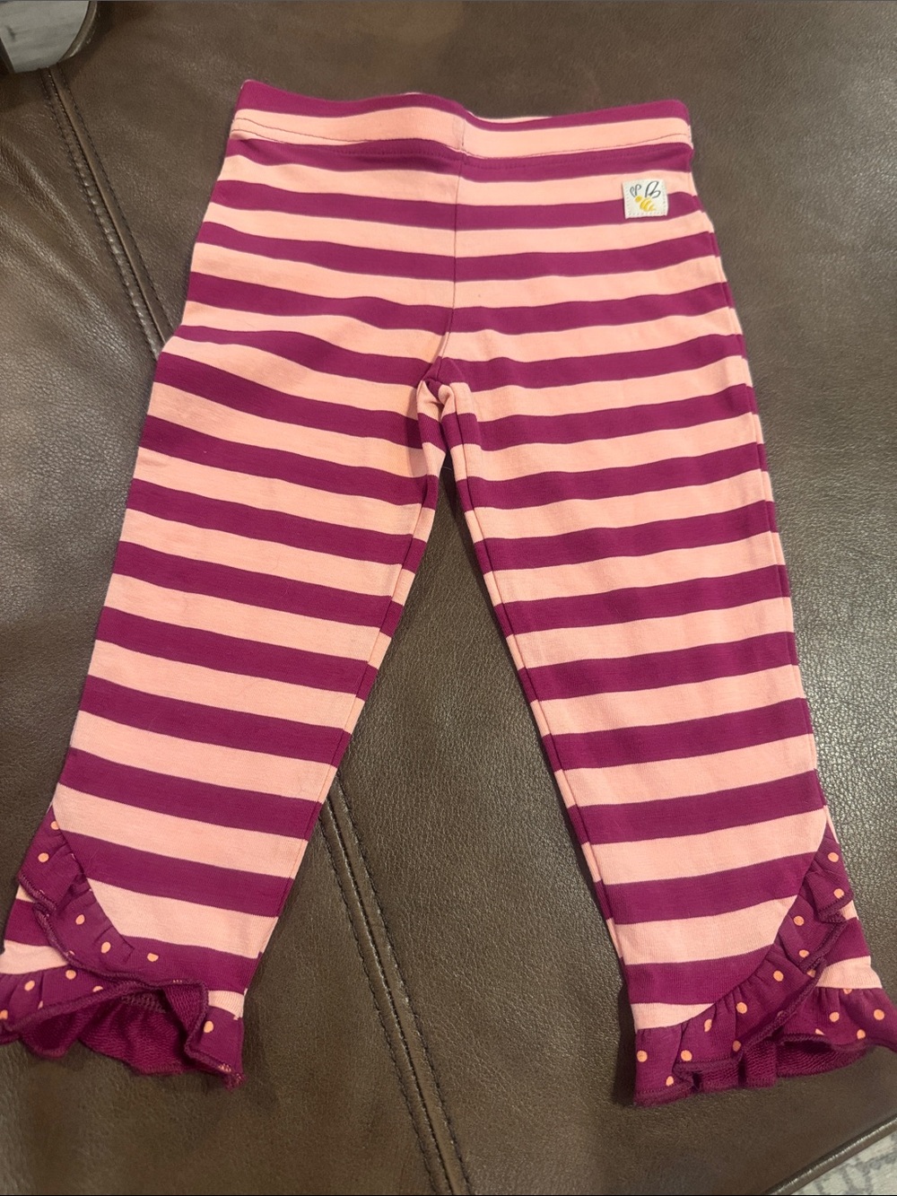 Wildflowers Pink & Purple Striped Ruffle Hem Leggings